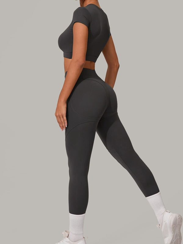 Sexy Round Collar Cropped Short Sleeves