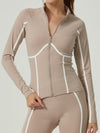 ZASUWA Female Contrast Color Stripes Zipper Jacket