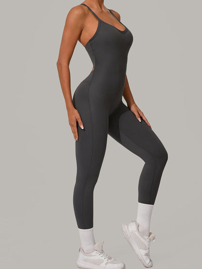 Sexy Jumpsuit mit überkreuztem Rückenausschnitt und U-Boot-Ausschnitt