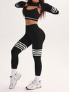 ZASUWA Female Stripes Deep V Back 3-Pieces Tracksuit