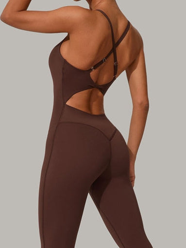 Sexy Jumpsuit mit überkreuztem Rückenausschnitt und U-Boot-Ausschnitt