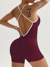 ZASUWA Female Contrast Color Cross Back Ribbed Jumpsuit