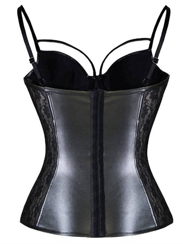 Lace PU Faux Leather Corset Shapewear