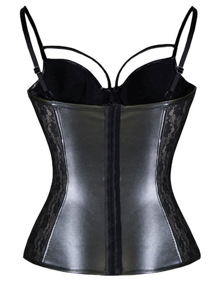 Lace PU Faux Leather Corset Shapewear
