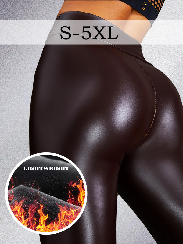Glossy PU Hip-lift Leggings