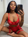 Unique Fishnet Perspective 3 Pieces Lingerie