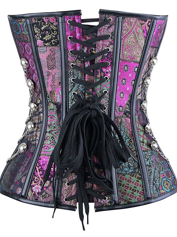 Lace-up Colorful Buttons Gothic Corset Shapewear