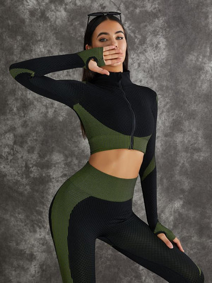 3 Pieces Long Sleeve Zippers Fitness Suits X Carmen⭐