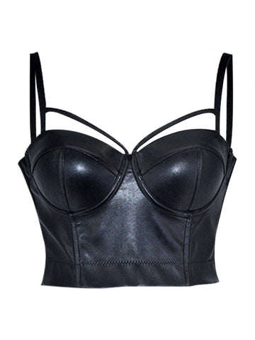 Plus Size Glossy Faux Leather Hollow Out Corset Shapewear