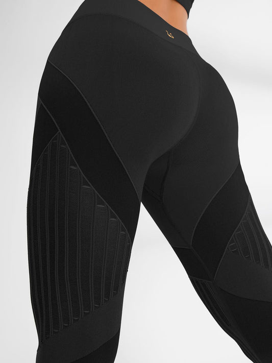 ZASUWA Damen High-Waist Fischnetz Strick Nahtlose Leggings