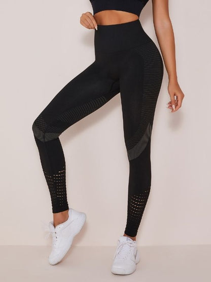 Atmungsaktives Mesh mit hoher Taille, ausgehöhlt, stoßfeste Sportbekleidung