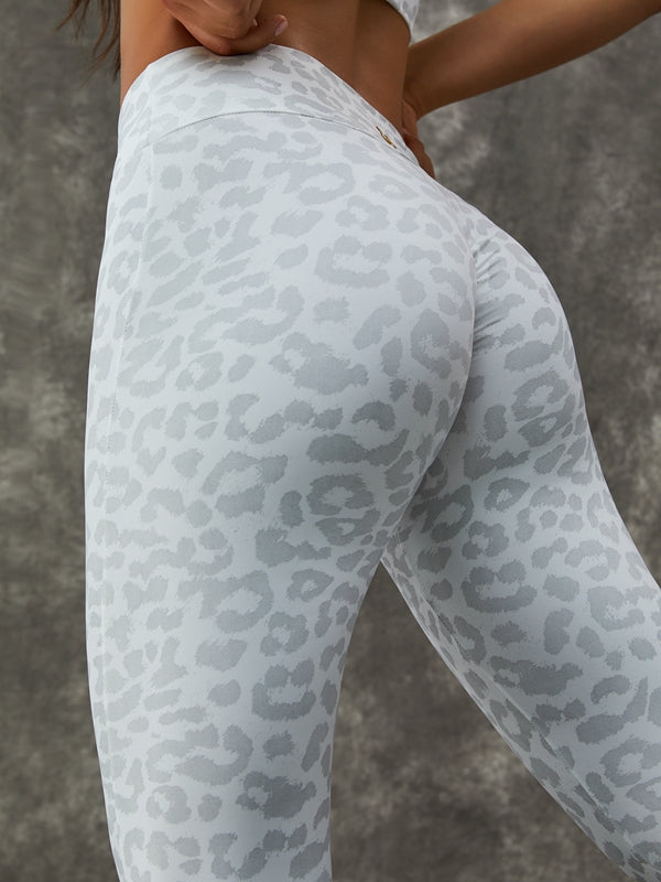 Leopard Print Zipper Stand Collar Sports Bras