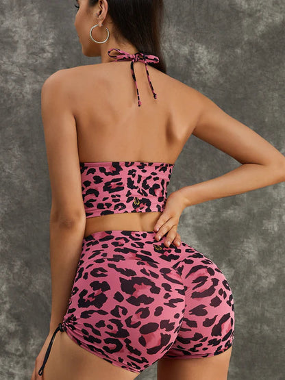 Leopard Print Scrunch Bum Spandex Gym Booty Shorts