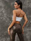 Mesh PU Faux Leather Leopard Print Tracksuit