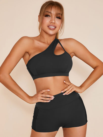 Sexy Yoga-Anzug mit hoher Taille und Mesh-Einsätzen
