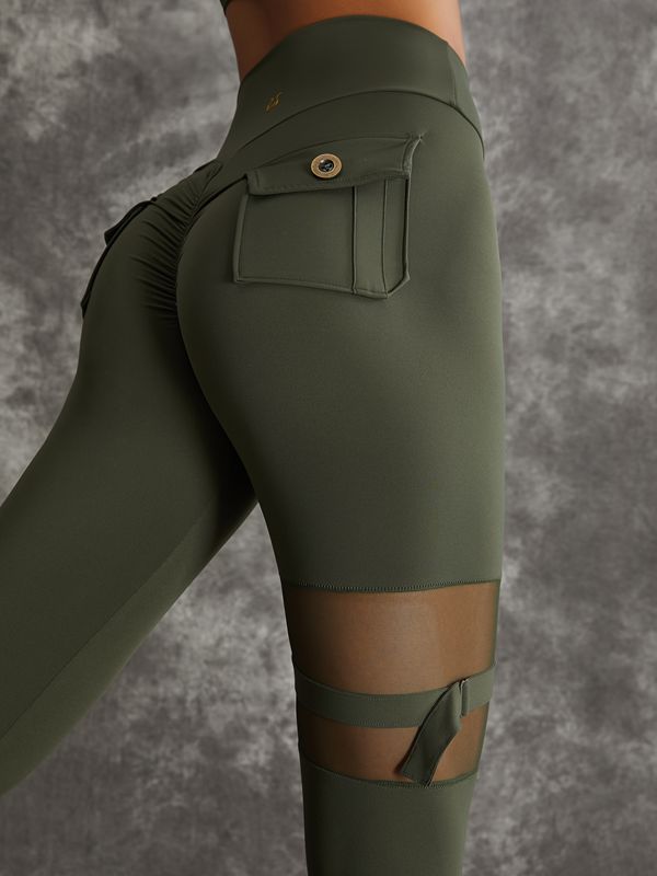 Unique Cut Out Pocket Mesh Scrunch Bum Sportswear