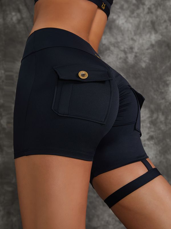 Unique Cut Out Pocket Mesh Scrunch Bum Leggings