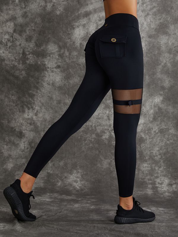 Unique Cut Out Pocket Mesh Scrunch Bum Leggings
