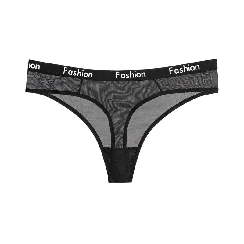 Letters Printed Mesh Short Thong