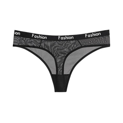 Letters Printed Mesh Short Thong