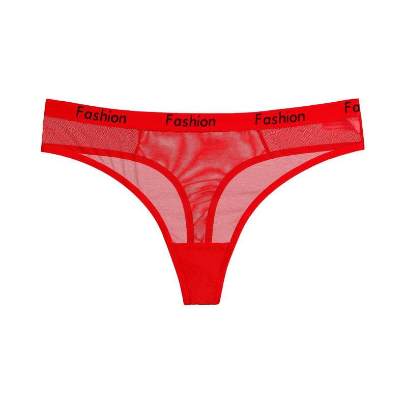 Letters Printed Mesh Short Thong