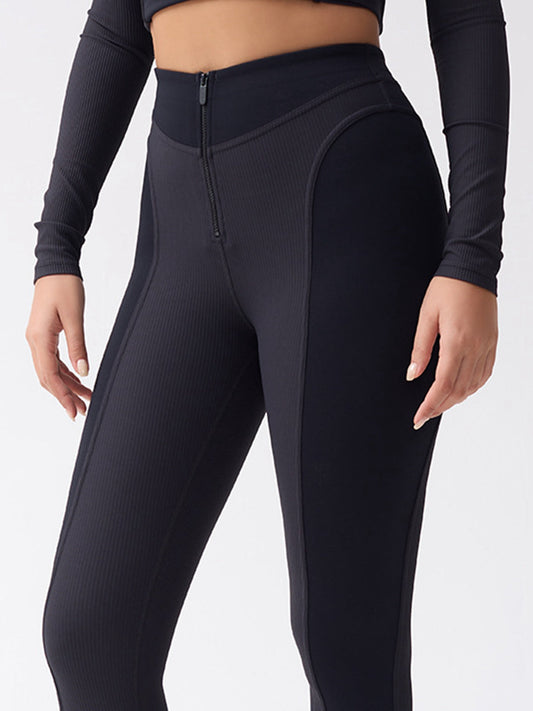 Zipper Ribbed Leggings