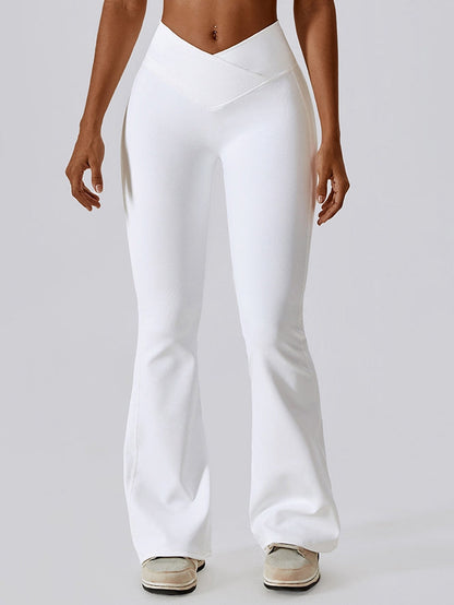 Ribbed V-shape Waist Flare Pants