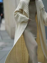 Woolen Knitted Coat-White-One Size