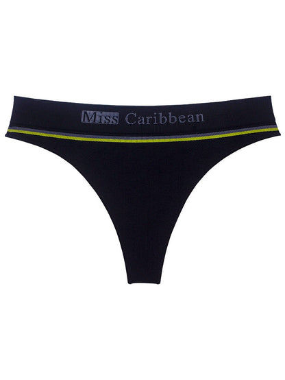 Letter Print Ribbed Fitness Thong
