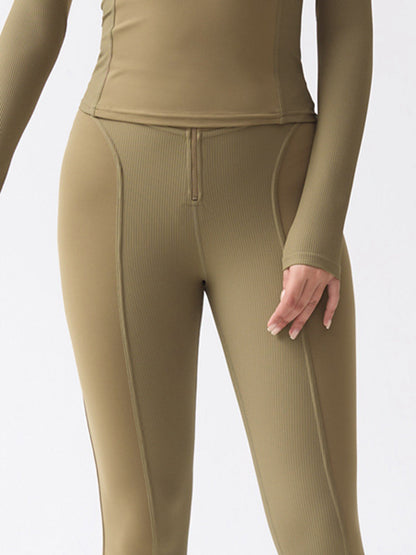 Leggings mit Reißverschluss und Rippenmuster