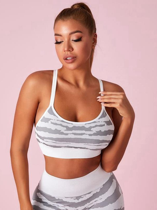 pretty in pink-Sexy Bra Zebra Pattern Gathered Sports Bras-SPORTS BRAS-ZASUWA-ZASUWA