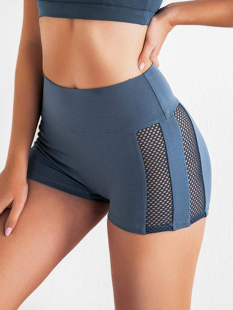 Sexy Mesh Stitching Cutout Sports Shorts - ZASUWA